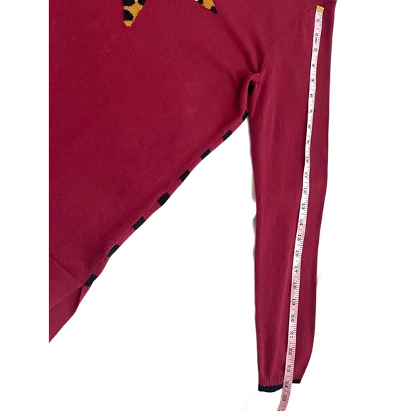 Crown & Ivy Cranberry Multicolor Intarsia Star Sweater With Stripes, Size Large - Picture 9 of 14